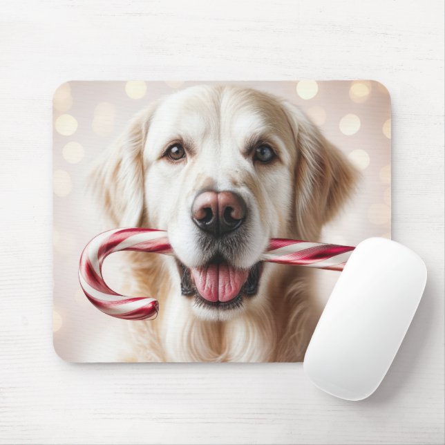 Mousepad Ouro De Natal Retriever Com Canas Doces (Com mouse)