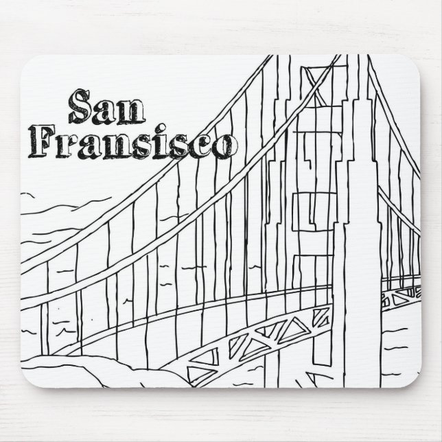 Mousepad Ouro de San Fran Ponte Design Arte Califórnia (Frente)