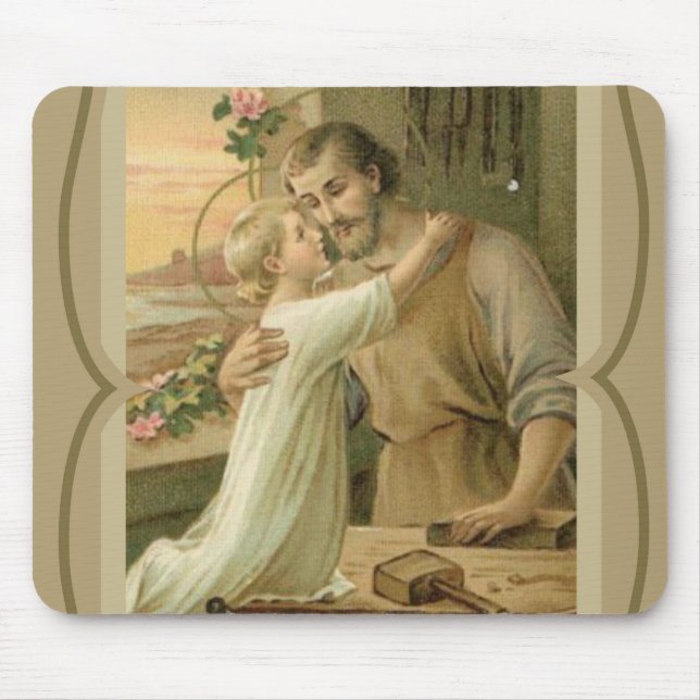Mousepad Ouro decorativo de Jesus de St Joseph & de criança (Frente)