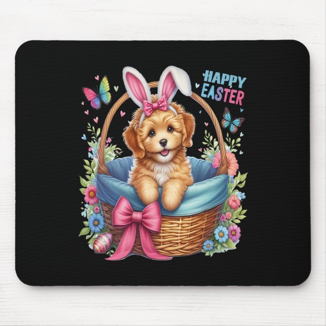 Mousepad Ouro Dia do felz pascoa Cachorro Passa Páscoa B (Frente)