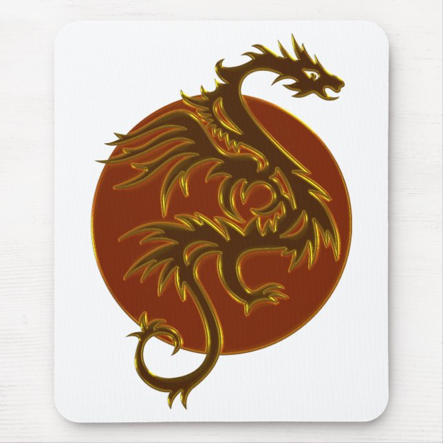 Mousepad Ouro Dragon Sun | faça seu próprio histórico (Frente)