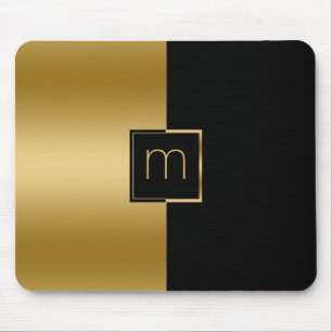 Mousepad Ouro elegante & design geométrico preto