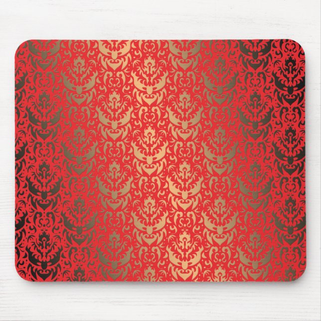 Mousepad Ouro elegante do Shimmer do falso e damasco (Frente)