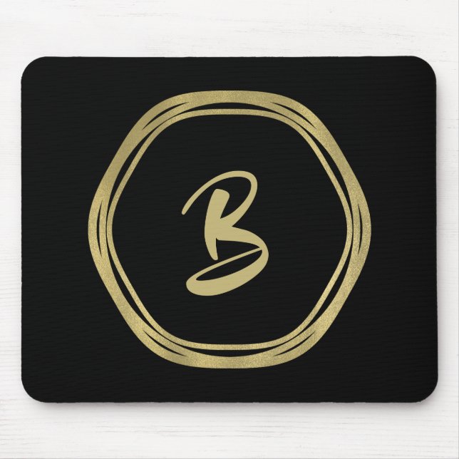 Mousepad Ouro Glam & Anéis Pretos (Qualquer Cor) Glam Moder (Frente)