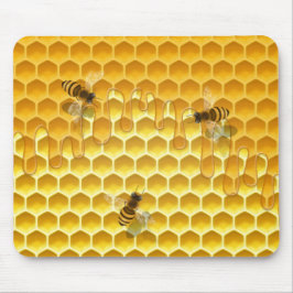 Mousepad Ouro Honeycomb com abelhas personalizáveis