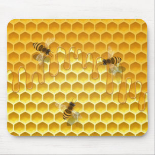 Mousepad Ouro Honeycomb com abelhas personalizáveis