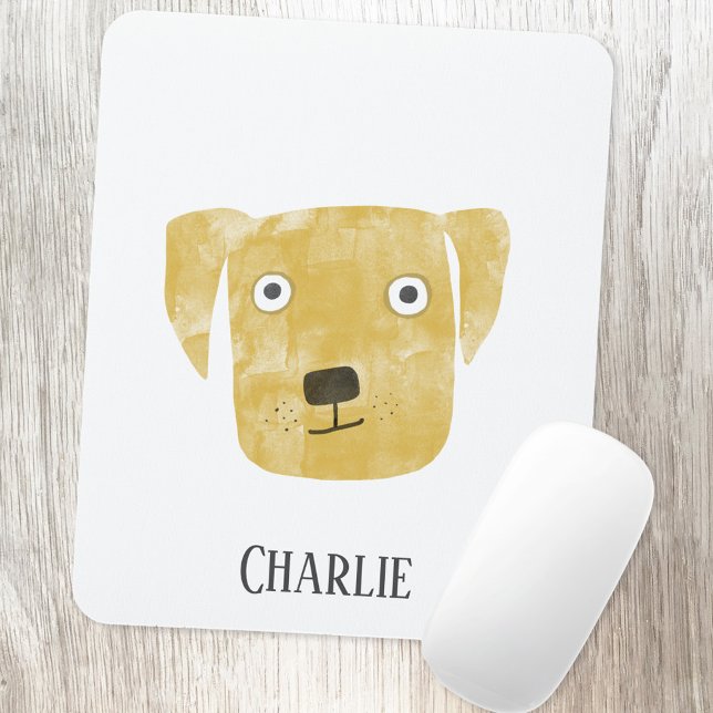 Mousepad Ouro Labrador - Cachorro do Retriever (Golden Labrador Retriever Dog personalized name art mousemat)