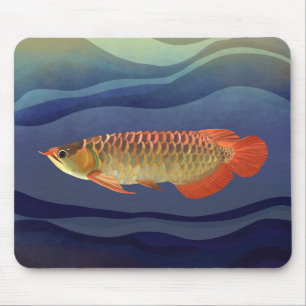 Mousepad Ouro Laranja Arowana Peixe Aquático