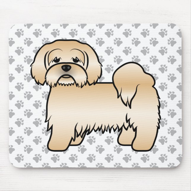 Mousepad Ouro Lhasa Apso - Ilustração De Cachorro De Cartoo (Frente)
