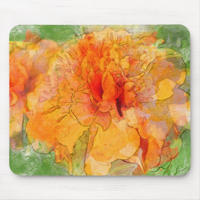 Mousepad Ouro Marigold Flower Watercolor (Frente)