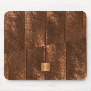 Mousepad Ouro metálico de cobre, monograma exclusivo de lux