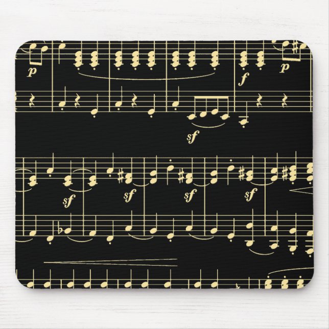 Mousepad Ouro musical em preto (Frente)