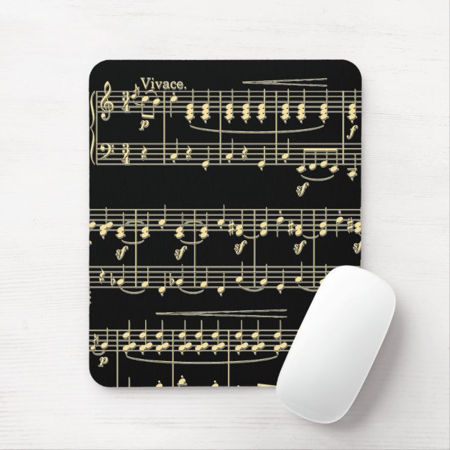 Mousepad Ouro musical em preto (Com mouse)