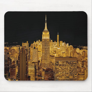 Mousepad Ouro Night Skyline of Nova Iorque