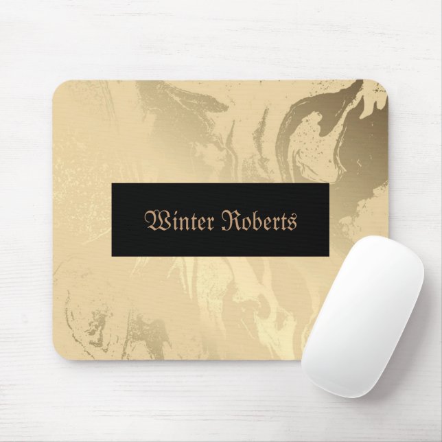 Mousepad Ouro personalizado elegante e preto (Com mouse)