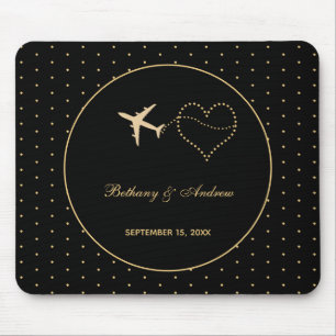 Mousepad Ouro preto moderno roteiro Wedding personalizado