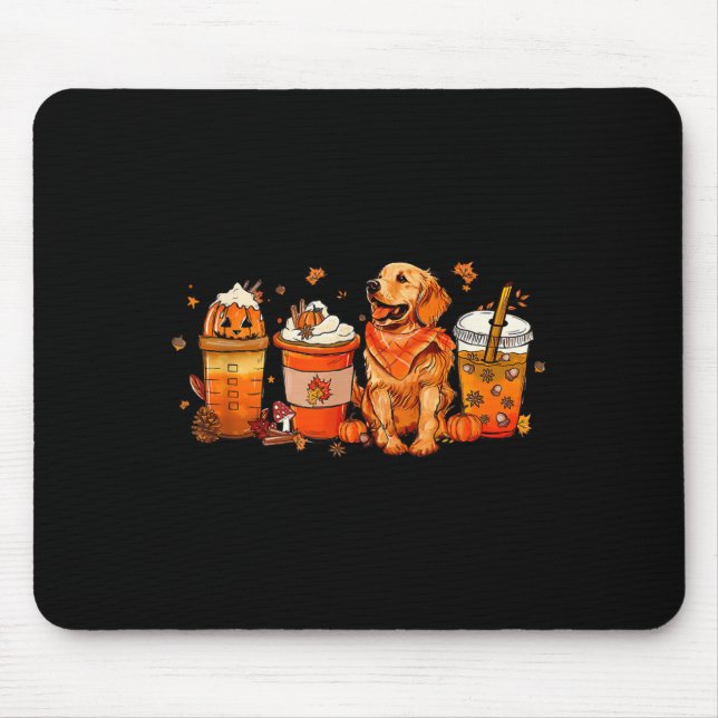 Mousepad Ouro Retriever Ação de Graças Pumpkin Café (Frente)
