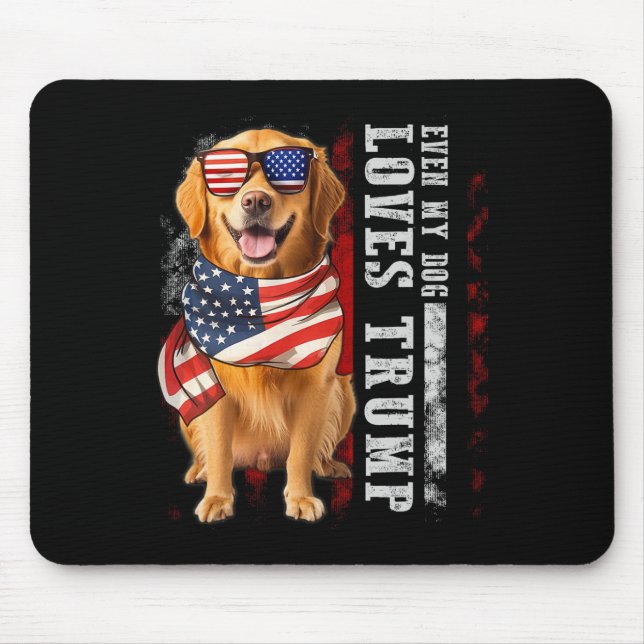 Mousepad Ouro Retriever Até Meu Cachorro Adora Trump Engraç (Frente)