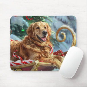 Mousepad Ouro Retriever Cachorro Natal Festivo