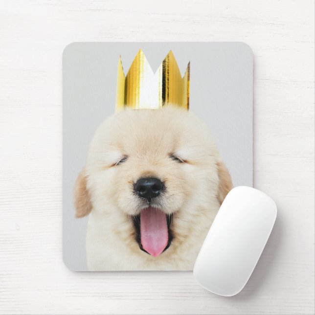 Mousepad Ouro Retriever Cãozinho com Sono na Coroa (Com mouse)
