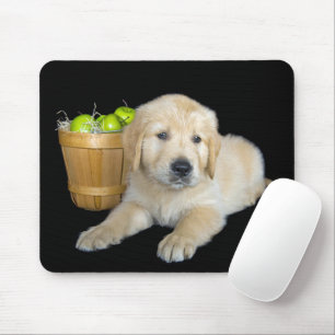Mousepad Ouro Retriever com Maçãs Verdes
