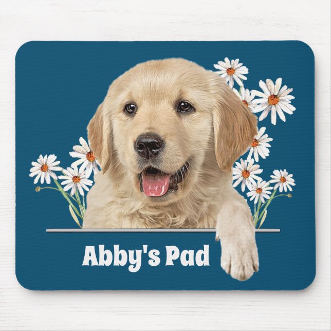 Mousepad Ouro Retriever e Painel de Mouse do Daisiers (Frente)
