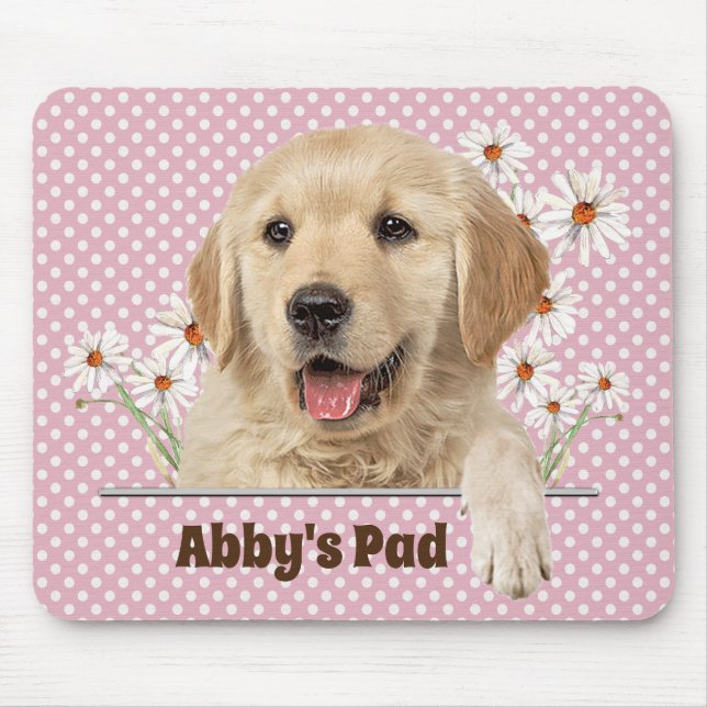 Mousepad Ouro Retriever e Painel de Mouse do Daisiers (Frente)