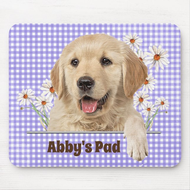 Mousepad Ouro Retriever e Painel de Mouse do Daisiers (Frente)