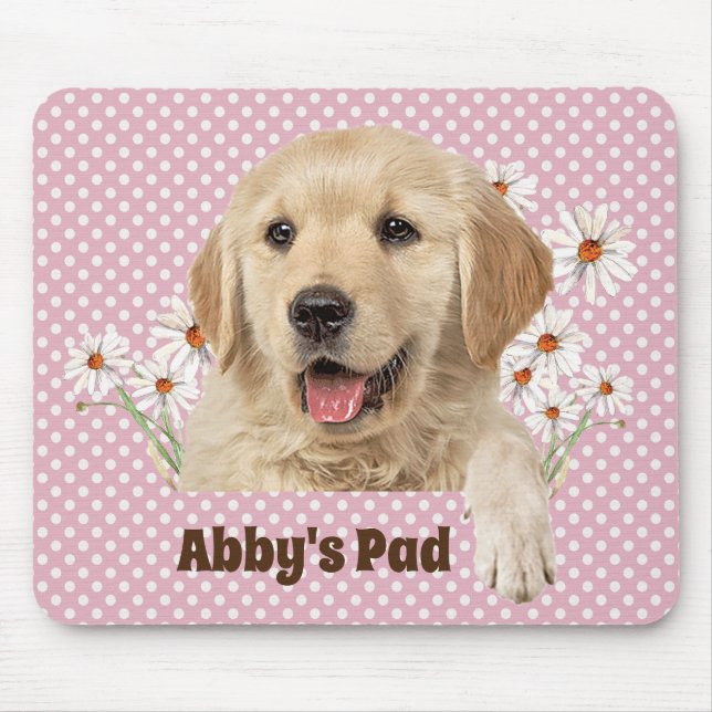 Mousepad Ouro Retriever e Painel de Mouse do Daisiers (Frente)