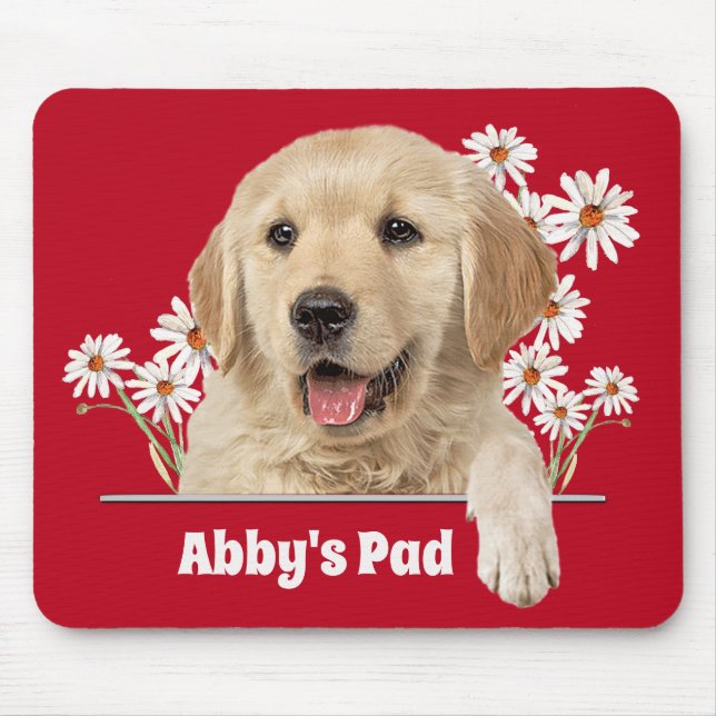 Mousepad Ouro Retriever e Painel de Mouse do Daisiers (Frente)