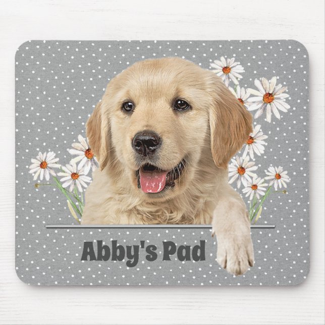 Mousepad Ouro Retriever e Painel de Mouse do Daisiers (Frente)