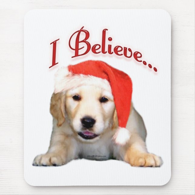 Mousepad Ouro Retriever Eu Acredito (Frente)