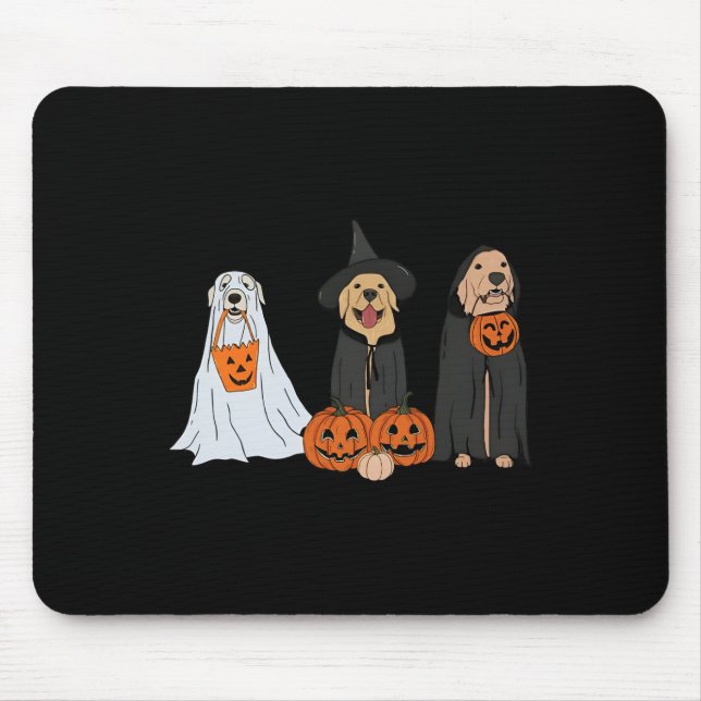 Mousepad Ouro Retriever Ghost Halloween Trick Ou Tratar Do (Frente)