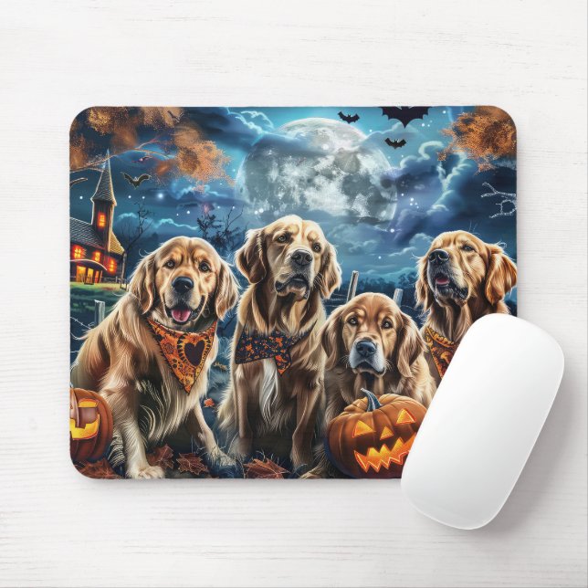Mousepad Ouro Retriever Halloween Spooky (Com mouse)