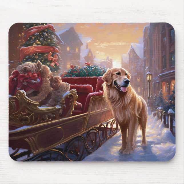 Mousepad Ouro Retriever Natal Festivo (Frente)