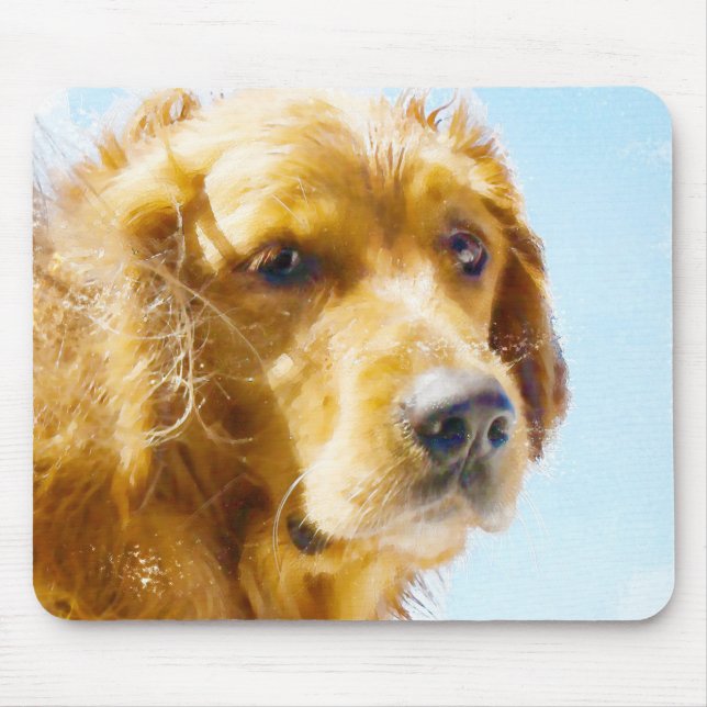 Mousepad Ouro Retriever Watercolor (Frente)