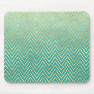 Mousepad Ouro verde Chevron Glam Ombre da hortelã