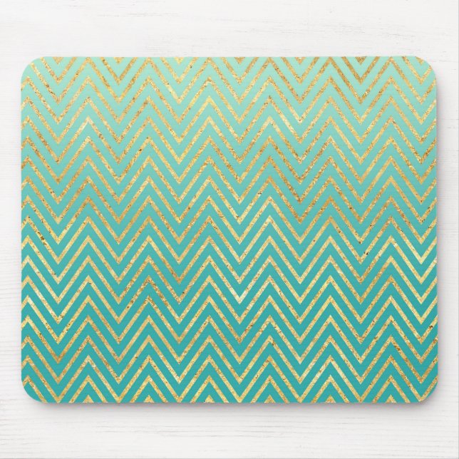 Mousepad Ouro verde Chevron Glam Ombre da hortelã (Frente)