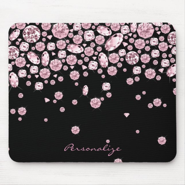 Mousepad Ouros cor-de-rosa no fundo preto (Frente)