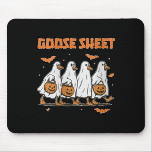 Mousepad Outono de Halloween Feminino Ganso Folha Fantasma