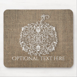 Mousepad Outono Filigrana Abóbora e Arpillera Visual Rústic