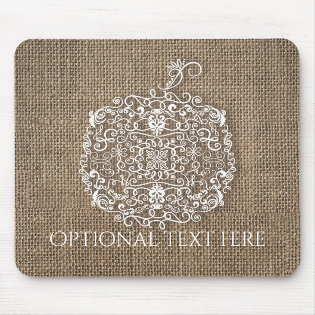 Mousepad Outono Filigrana Abóbora & Estopa Visual Rústico (Frente)