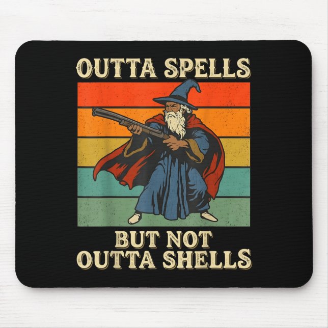 Mousepad Outta Spells But Not Outta Shells Wizard Retro Fan (Frente)