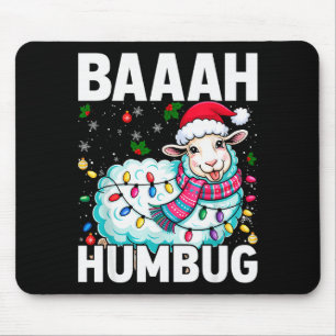 Mousepad Ovelha Baaah Humbug Luzes de Natal Engraçado Anti