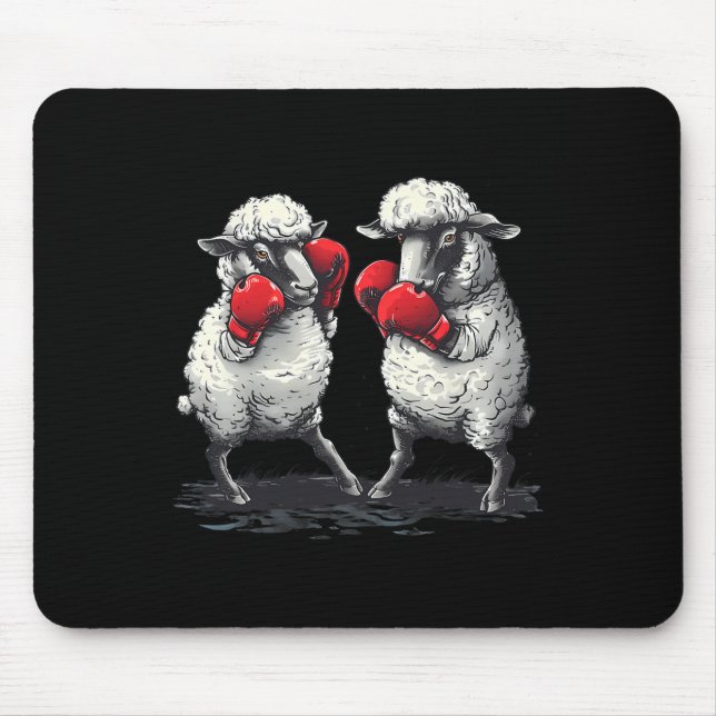 Mousepad Ovelha Boxeando Com Luvas de Boxe Kickboxing B Fun (Frente)