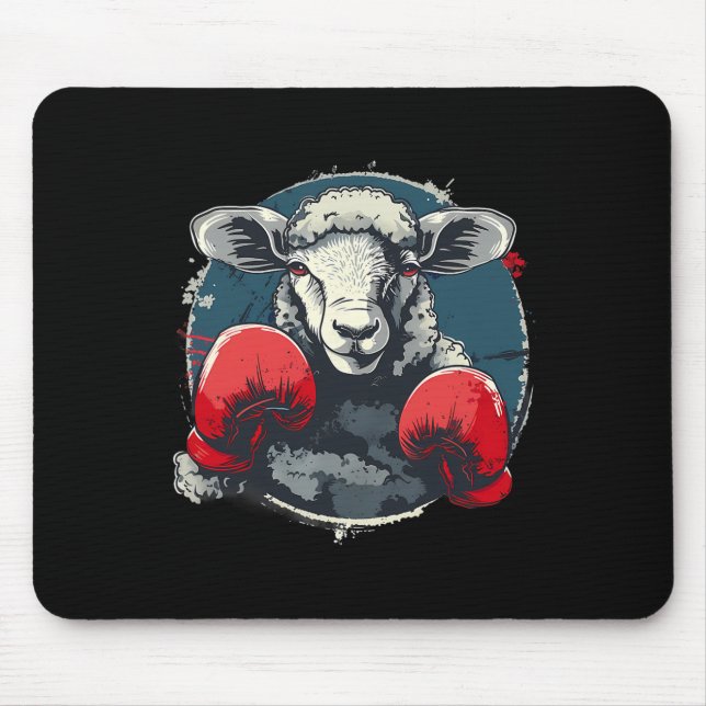 Mousepad Ovelha Boxeando Com Luvas de Boxe Kickboxing Engra (Frente)