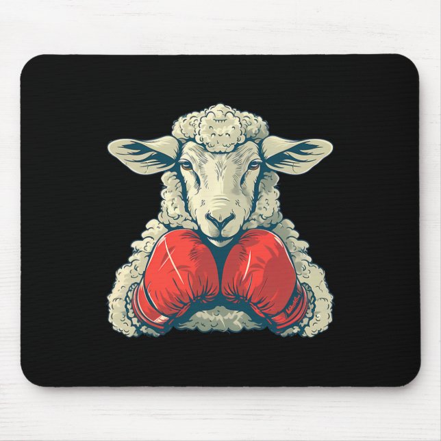 Mousepad Ovelha Boxer Com Luvas de Boxe Kickboxing Boi Dive (Frente)
