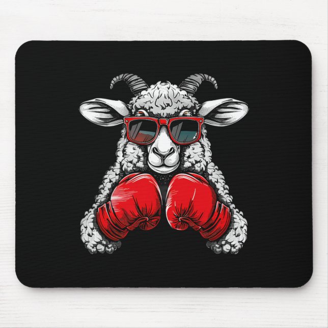 Mousepad Ovelha Boxer Com Luvas de Boxe Kickboxing Engraçad (Frente)