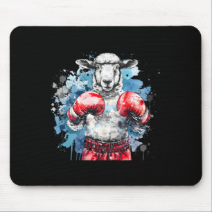 Mousepad Ovelha Boxer Com Luvas de Boxe Kickboxing Engraçad