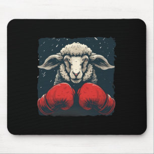 Mousepad Ovelha Boxer Com Luvas de Boxe Kickboxing Engraçad